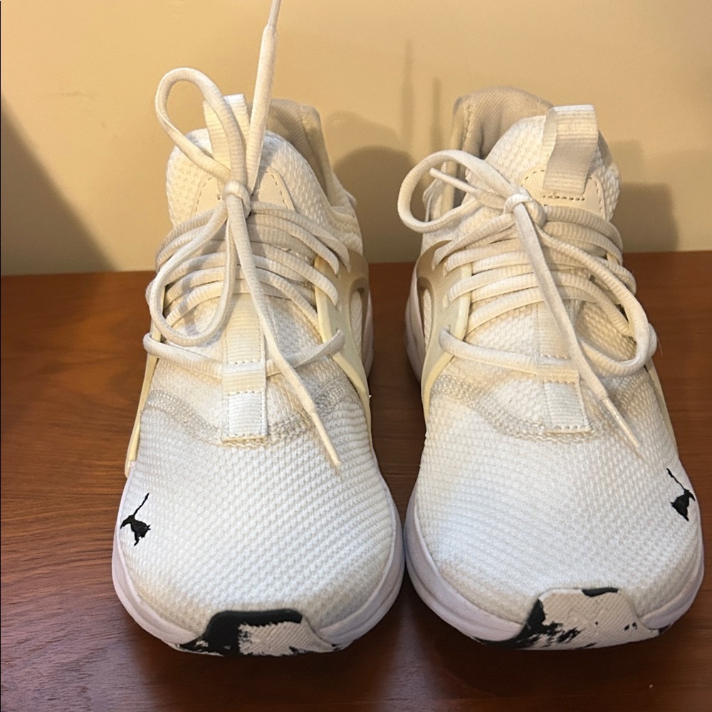 Puma White Athletic Shoes with Black Accents
